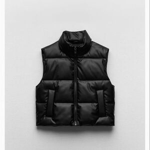 Zara Faux Leather Puffer Vest